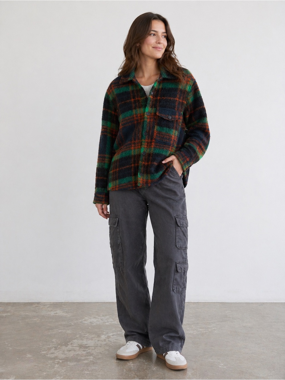 Zara Womens Wool Blend Plaid Overshirt Shacket, Size Medium